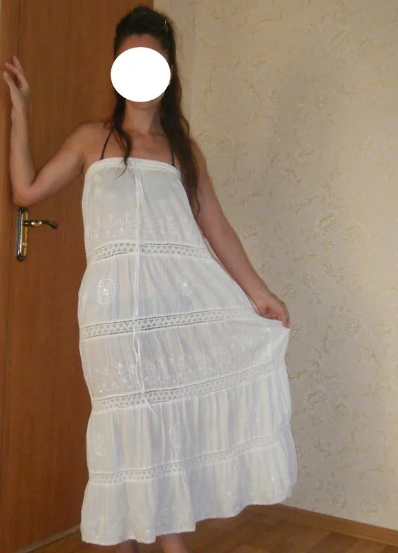 Классный летний сарафан в пол, вышивка, натур. ткань