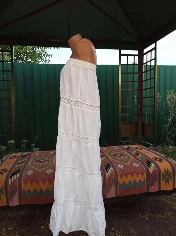 Классный летний сарафан в пол, вышивка, натур. ткань