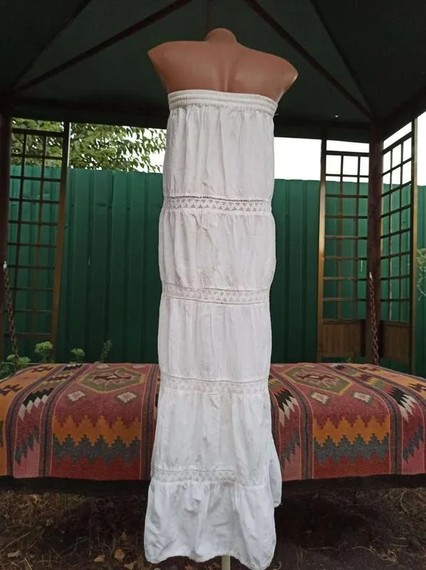 Классный летний сарафан в пол, вышивка, натур. ткань